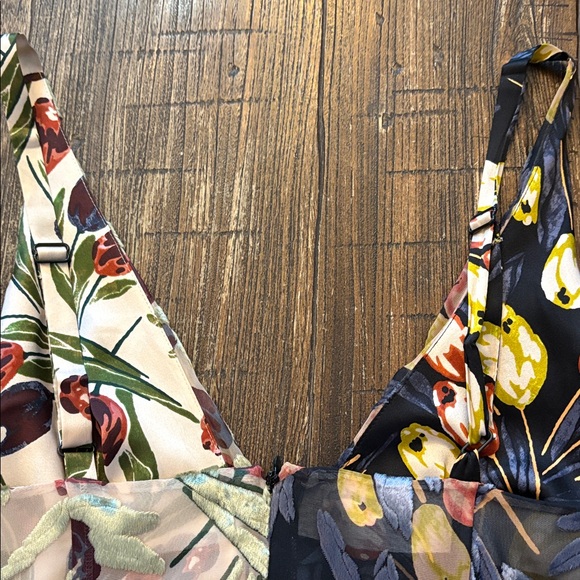 Cinq à Sept Carolee Midi Dress Mixed Floral Twist Front Burnout Size 8 EUC - Picture 5 of 9